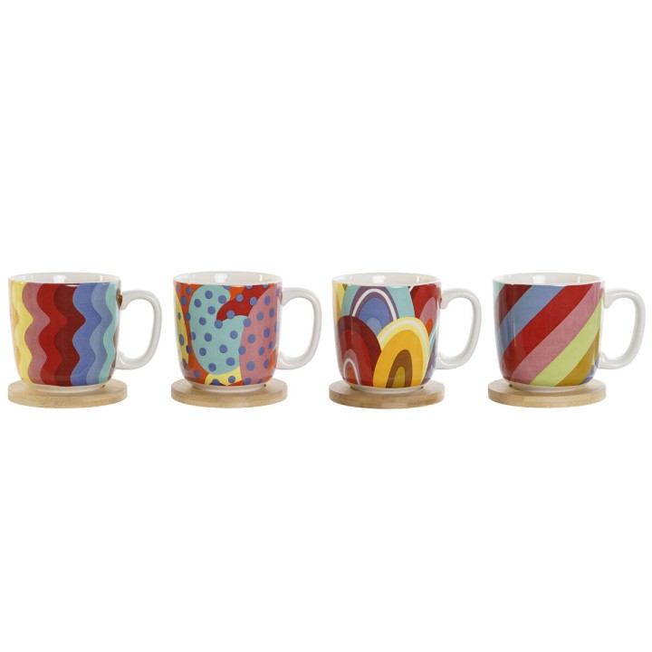 Service à café DKD Home Decor Multicouleur Corail Bambou Dolomite Moderne 180 ml