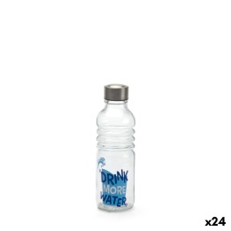 Bouteille en Verre La Mediterránea Drink more Water Bleu Transparent verre Acier 500 ml (24 Unités)
