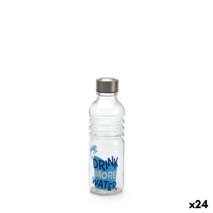 Bouteille en Verre La Mediterránea Drink more Water Bleu Transparent verre Acier 500 ml (24 Unités)