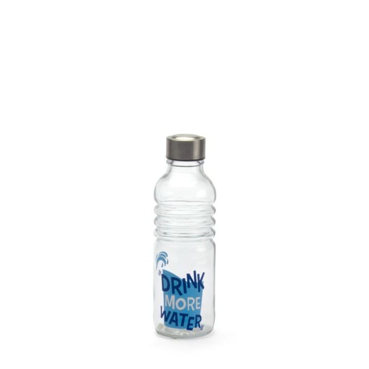 Bouteille en Verre La Mediterránea Drink more Water Bleu Transparent verre Acier 500 ml (24 Unités)
