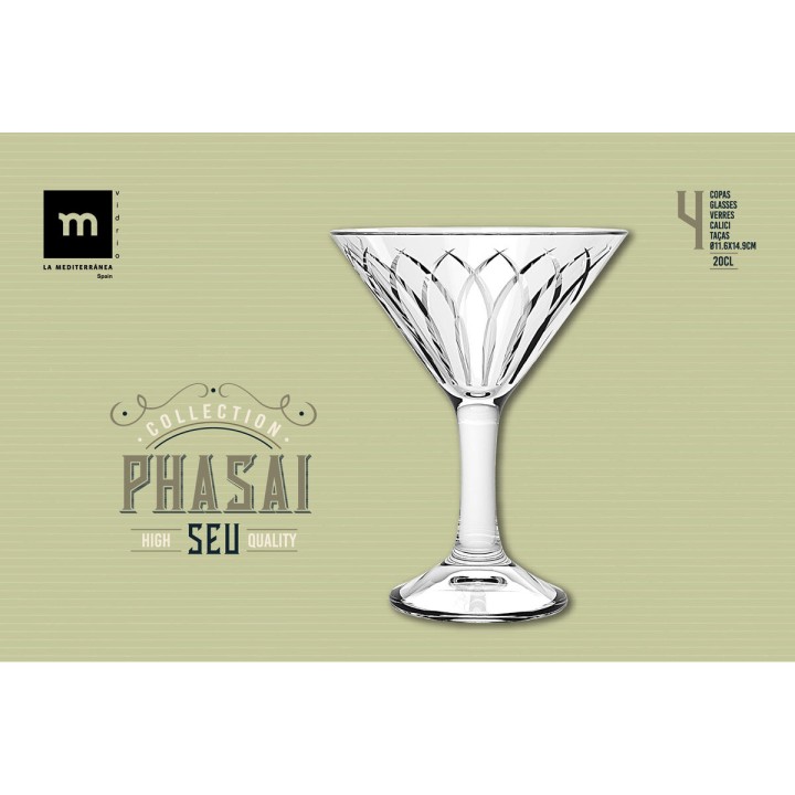 Verre à cocktail La Mediterránea Phasai seu Transparent verre 200 ml (24 Unités)