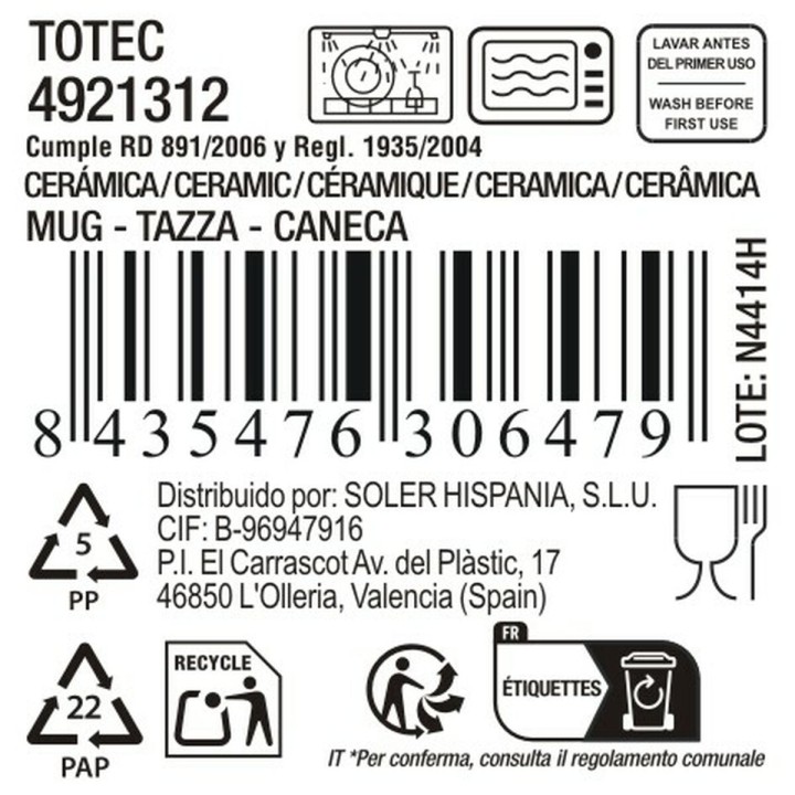 Tasse La Mediterránea Totec 300 ml (18 Unités)
