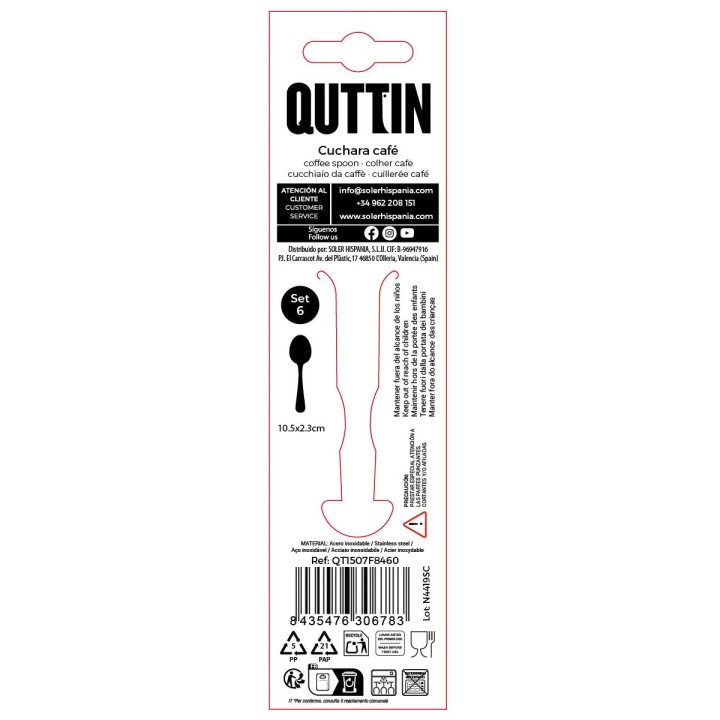 Cuillère à café Quttin Sofia 10,5 x 2,5 cm 6 Pièces (12 Unités)