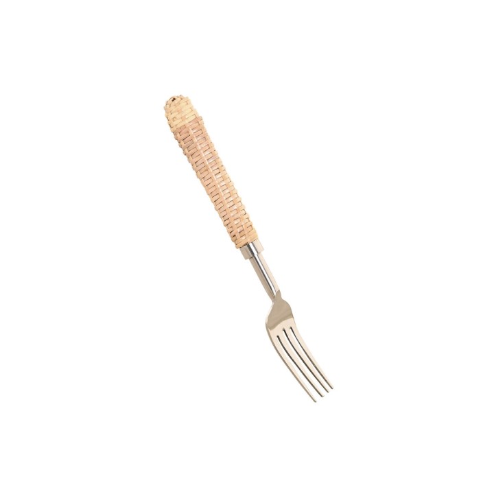 Couverts Home ESPRIT Argenté Naturel Acier inoxydable Rotin 4,5 X 2 X 21 CM 16 Pièces