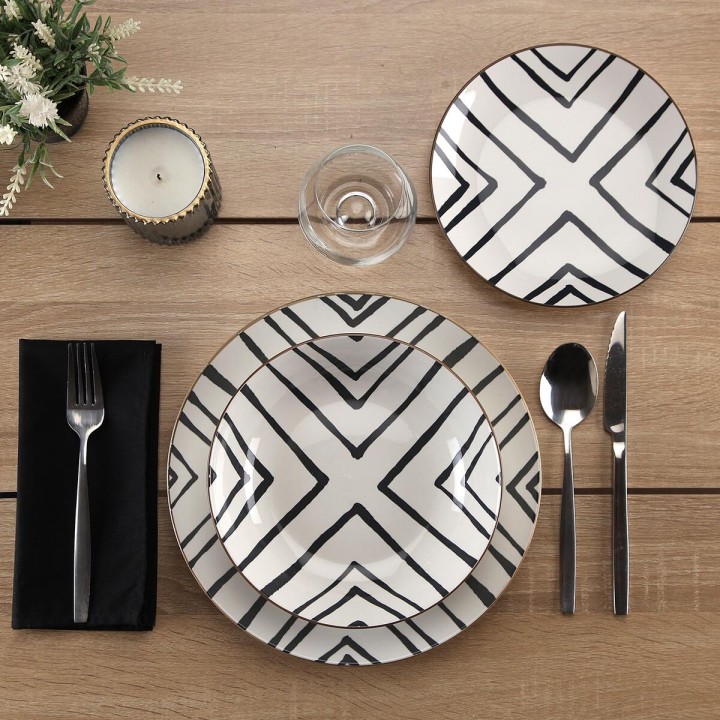 Assiettes Versa Gris Porcelaine 18 Pièces