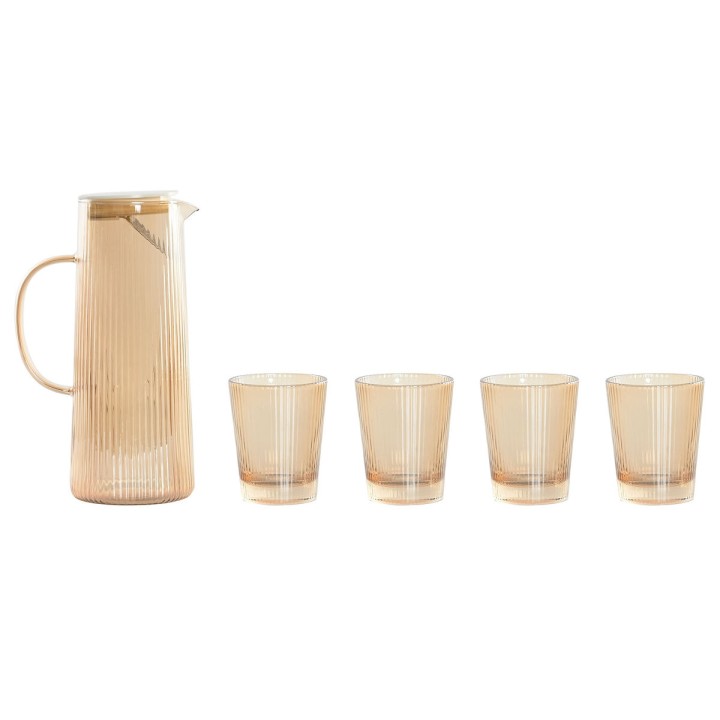 Set de pichets avec verres Home ESPRIT Ambre Verre Borosilicaté 1,25 L