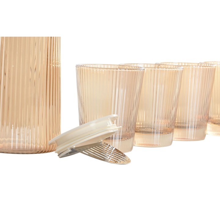 Set de pichets avec verres Home ESPRIT Ambre Verre Borosilicaté 1,25 L