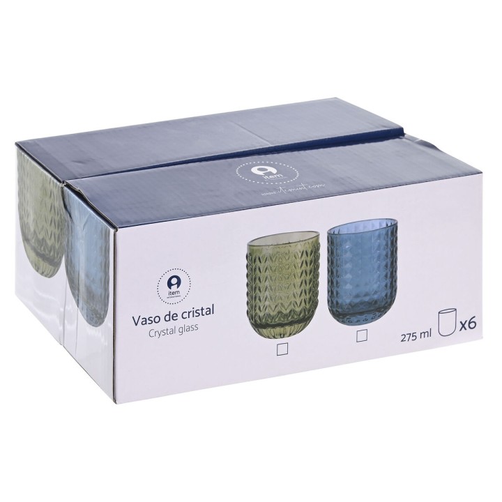 Set de Verres Home ESPRIT Vert Verre Avec relief 275 ml (6 Unités)
