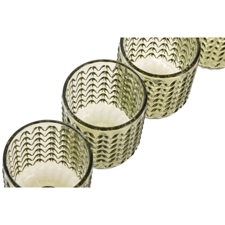 Set de Verres Home ESPRIT Vert Verre Avec relief 275 ml (6 Unités)