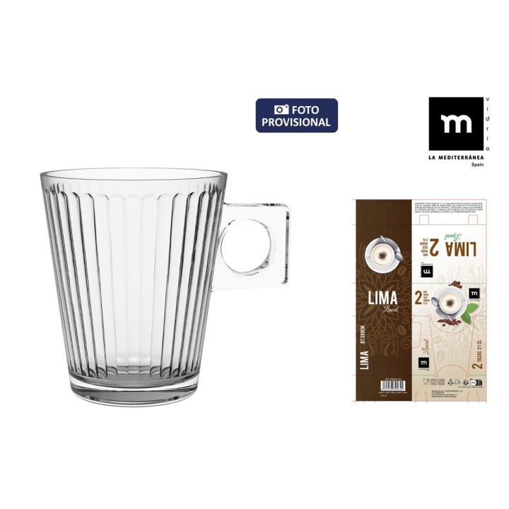 Ensemble de tasses à café La Mediterránea Lima lineal Transparent verre 210 ml 2 Pièces (36 Unités)