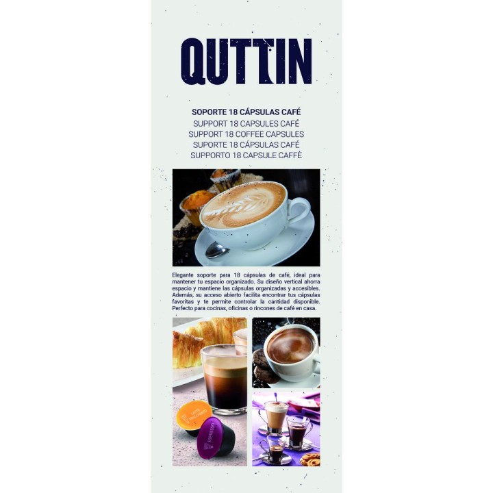 Organisateur de capsules de café Quttin Noir Fer 11,5 x 33 cm (12 Unités)