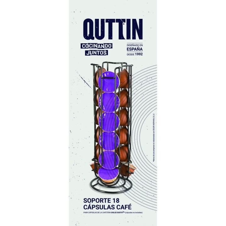 Organisateur de capsules de café Quttin Noir Fer 11,5 x 33 cm (12 Unités)