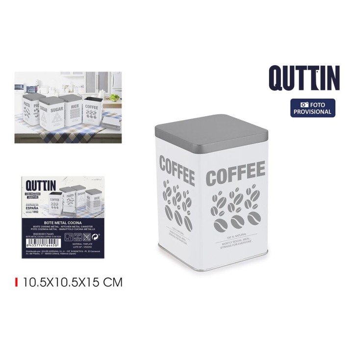 Boîte en métal Quttin COFFEE Métal 10,5 x 10,5 x 15 cm (12 Unités)