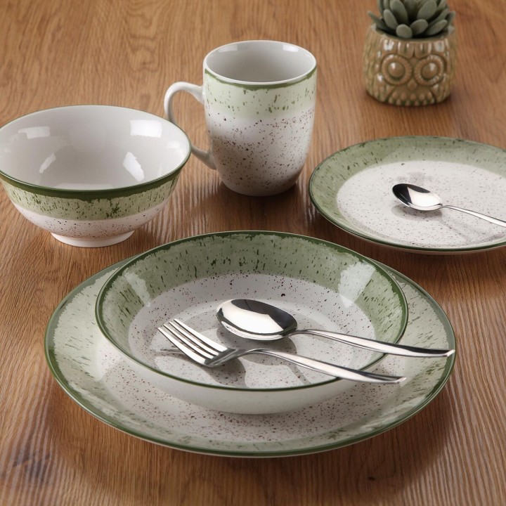 Assiettes Versa Vert Porcelaine 18 Pièces